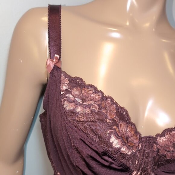 Adore Me Zita Bra Unlined Full Coverage Underwire Floral Lace Satin Bow 42D - Picture 5 of 16